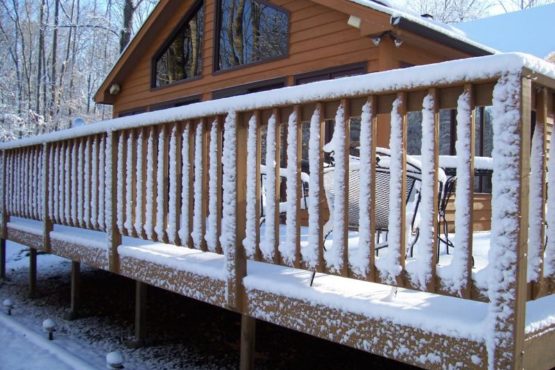 snow covered deck